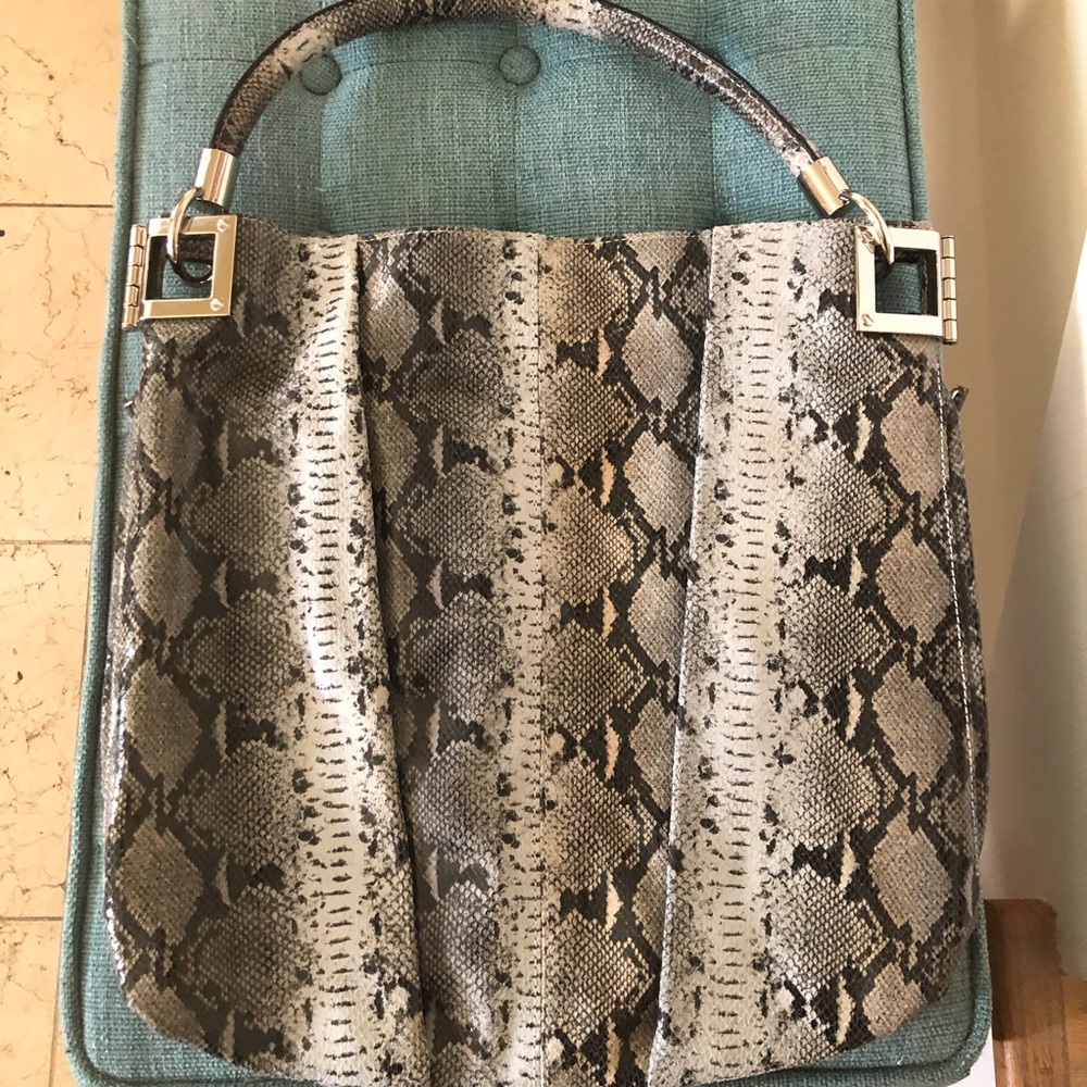 La Victoire Snakeskin print leather purse New!